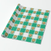 Grünes Gingham und gelbe Sonnenblumen Geschenkpapier (Ungerollt)