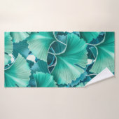 Grünes Ginkgo-Bilobulardmuster Badehandtuch (Badehandtuch)