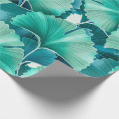 Grünes Ginkgo-Bilobulardmuster Geschenkpapier (Ecke)