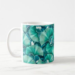 Grünes Ginkgo-Bilobulardmuster Kaffeetasse