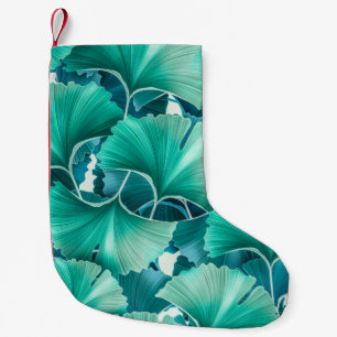 Grünes Ginkgo-Bilobulardmuster Kleiner Weihnachtsstrumpf