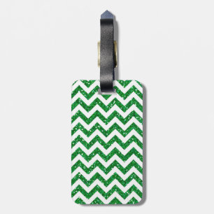Grünes Glitter-Chevron-Muster Gepäckanhänger