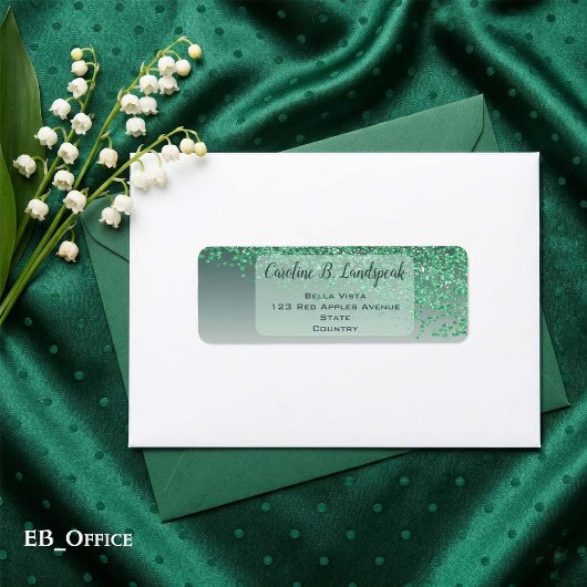 Grünes Glitter-Frosted elegantes Rücksende-Adresse