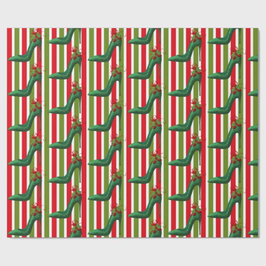 Grünes Glitzer - Heels Geschenkpapier (Flach)