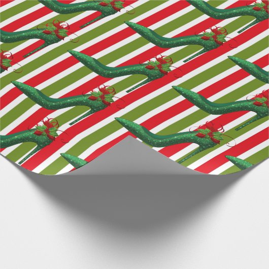 Grünes Glitzer - Heels Geschenkpapier (Ecke)