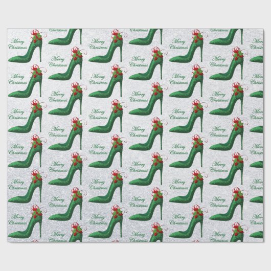Grünes Glitzer - Heels Geschenkpapier (Flach)