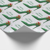 Grünes Glitzer - Heels Geschenkpapier (Ecke)