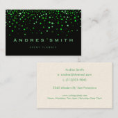 Grünes Glitzer-Imitat-Folieconfetti-Schwarzes Visitenkarte (Vorne/Hinten)