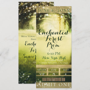Grünes Glow Forest & Lights Prom VIP Party Ticket Einladung