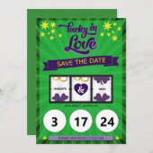 Grünes Glück bei der Hochzeitsankündigung der Lieb Save The Date (Vorne/Hinten)
