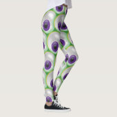 Grünes, glühendes Lila Augapfel Halloween Leggings (Rechts)