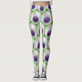Grünes, glühendes Lila Augapfel Halloween Leggings (Vorderseite)