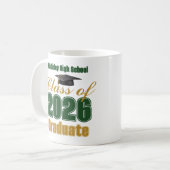 Grünes Gold Absolventengeschenk Klasse 2026 Kaffeetasse (Vorderseite Links)