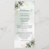 Grünes Gold-Aquarell-Eukalyptus-Hochzeitsprogramm Programm (Vorderseite)
