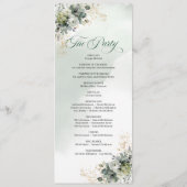 Grünes Gold-Aquarell-Eukalyptus-Hochzeitsprogramm Programm (Rückseite)