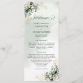 Grünes Gold Aquarell Hochzeitsprogramm Programm (Vorderseite)