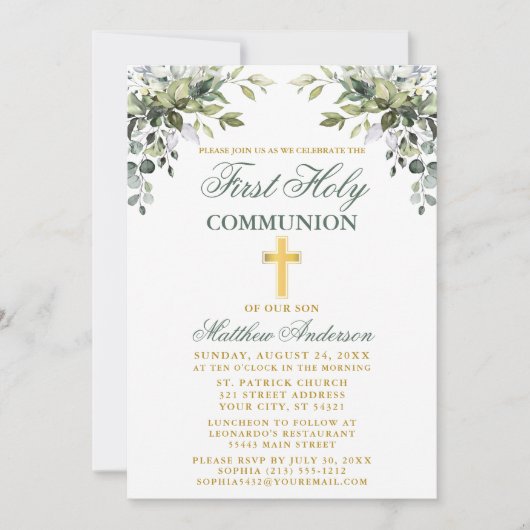 Grünes Gold aus der botanischen Erstkommune Einladung (Vorderseite)