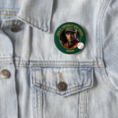 Grünes Gold Baseballspieler-Foto High School Button (Beispiel)