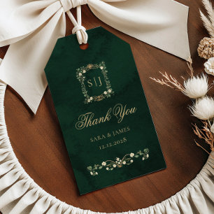 Grünes Gold Botanisches Wappen Hochzeit Danke Geschenkanhänger