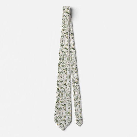 Grünes Gold Clover Kleeblatt Botanisch | Neck Tie Krawatte (Vorderseite)