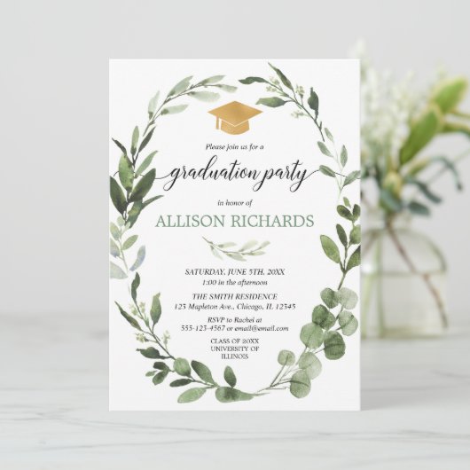 Grünes Gold des einfachen modernen Einladung (Stehend Vorderseite)