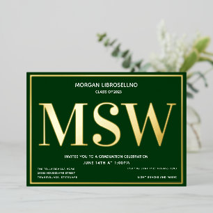 Grünes Gold Diplom MSW Abschlussfeier Folieneinladung