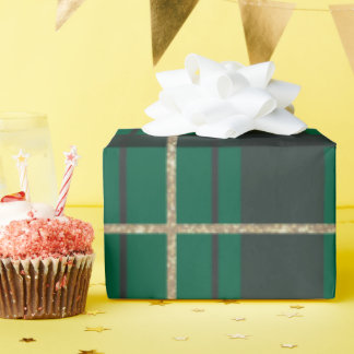 Grünes Gold Festliches Geometrisches Karo-Weihnach Geschenkpapier