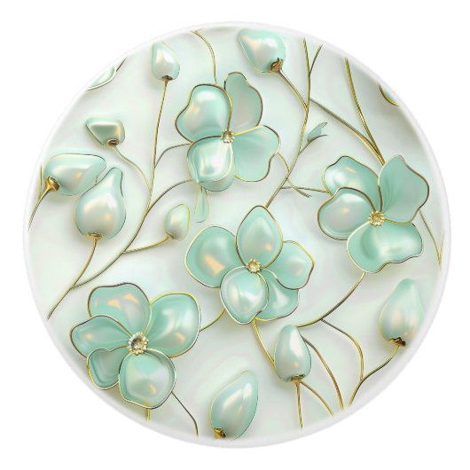 Grünes Gold Floral Keramikknauf (Vorderseite)