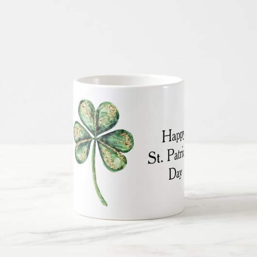 Grünes Gold Glanz Shamrock St. Patrick's Day Kaffeetasse (Mittel)