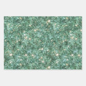 Grünes Gold Glänzendes Glitzer Geburtstag Geschenkpapier Set (Vorderseite)