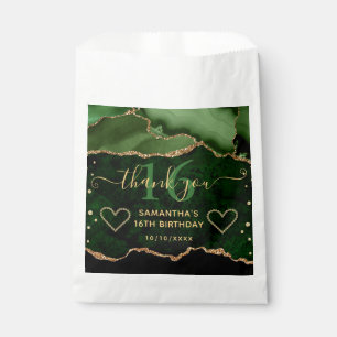 Grünes & Gold Glitter Achat Murmel Sweet 16 Geschenktütchen