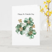 Grünes Gold Glitter Kleeblatt St. Patrick's Day Karte (Gelbe Blume)
