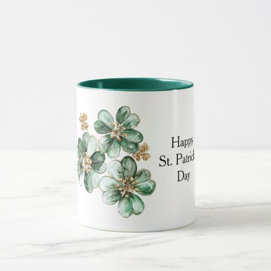 Grünes Gold Glitter Kleeblatt St. Patrick's Day Tasse (Zentrum)