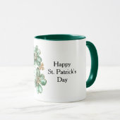 Grünes Gold Glitter Kleeblatt St. Patrick's Day Tasse (VorderseiteRechts)
