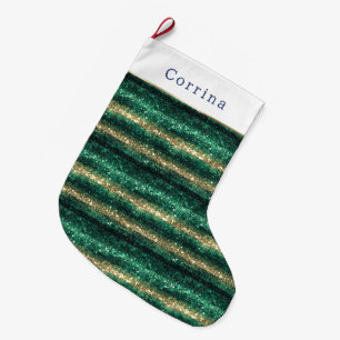 Grünes Gold Glitter Weihnachten Großer Weihnachtsstrumpf