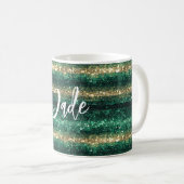 Grünes Gold Glitter Weihnachten Kaffeetasse (VorderseiteRechts)