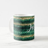 Grünes Gold Glitter Weihnachten Kaffeetasse (Vorderseite Links)