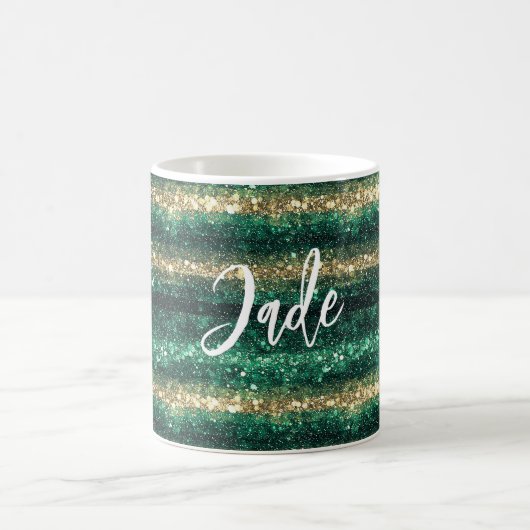 Grünes Gold Glitter Weihnachten Kaffeetasse (Mittel)
