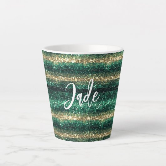 Grünes Gold Glitter Weihnachten Milchtasse (Vorderseite)