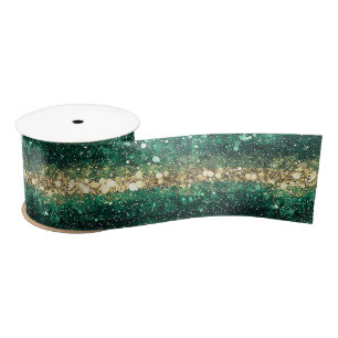 Grünes Gold Glitter Weihnachten Satinband