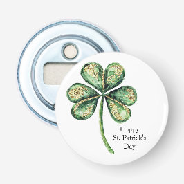 Grünes Gold Glitz Kleeblatt St. Patrick's Day Flaschenöffner