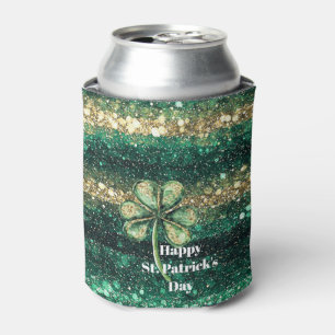 Grünes Gold Glitz Kleeblatt St. Patricks Tag Dosenkühler