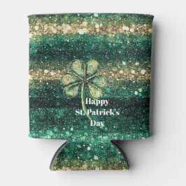 Grünes Gold Glitz Kleeblatt St. Patricks Tag Dosenkühler