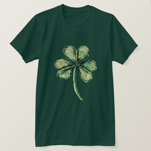 Grünes Gold Glitz Shamrock T-Shirt (Design vorne)