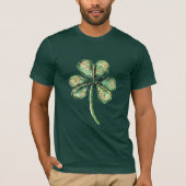 Grünes Gold Glitz Shamrock T-Shirt (Vorderseite)