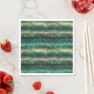 Grünes Gold Glitzer Glamour St. Patricks-Tag Serviette