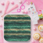 Grünes Gold Glitzer Glitter St. Patricks Tag   Pappteller (Party)