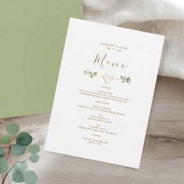 Grünes Gold Herz Hochzeit Menükarte