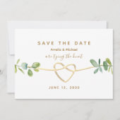 Grünes Gold Herz Hochzeit Save The Date (Vorderseite)
