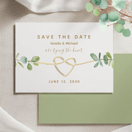 Grünes Gold Herz Hochzeit Save The Date